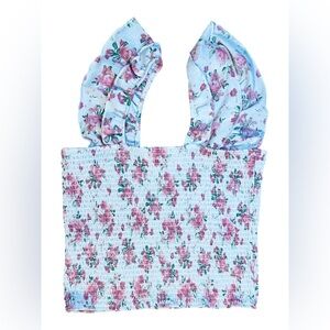 Jolie & Joy With Love Floral Smocked Crop Top – Size Large